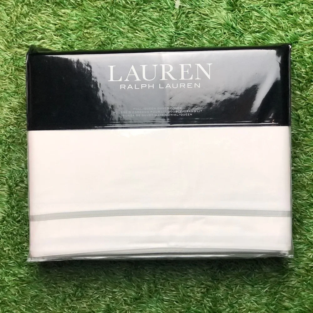 Lauren Ralph Lauren Spencer Border Sateen Full/Queen Duvet Cover Wht Sage